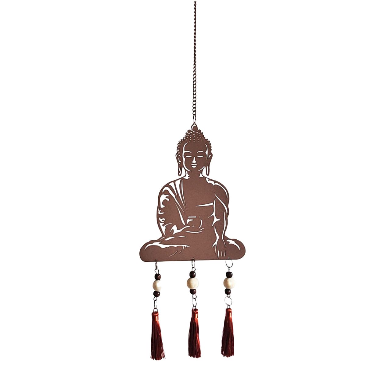 Suspension Bouddha en mtal aspect rouill - 66 cm