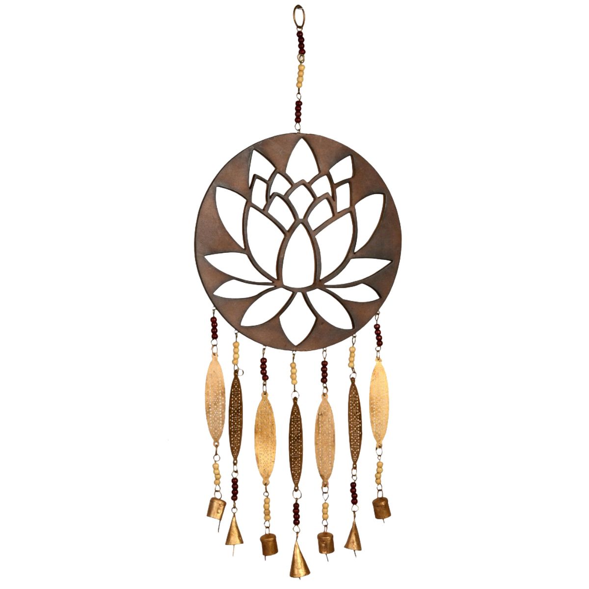 Suspension Lotus en bois et mtal brun - 68 cm