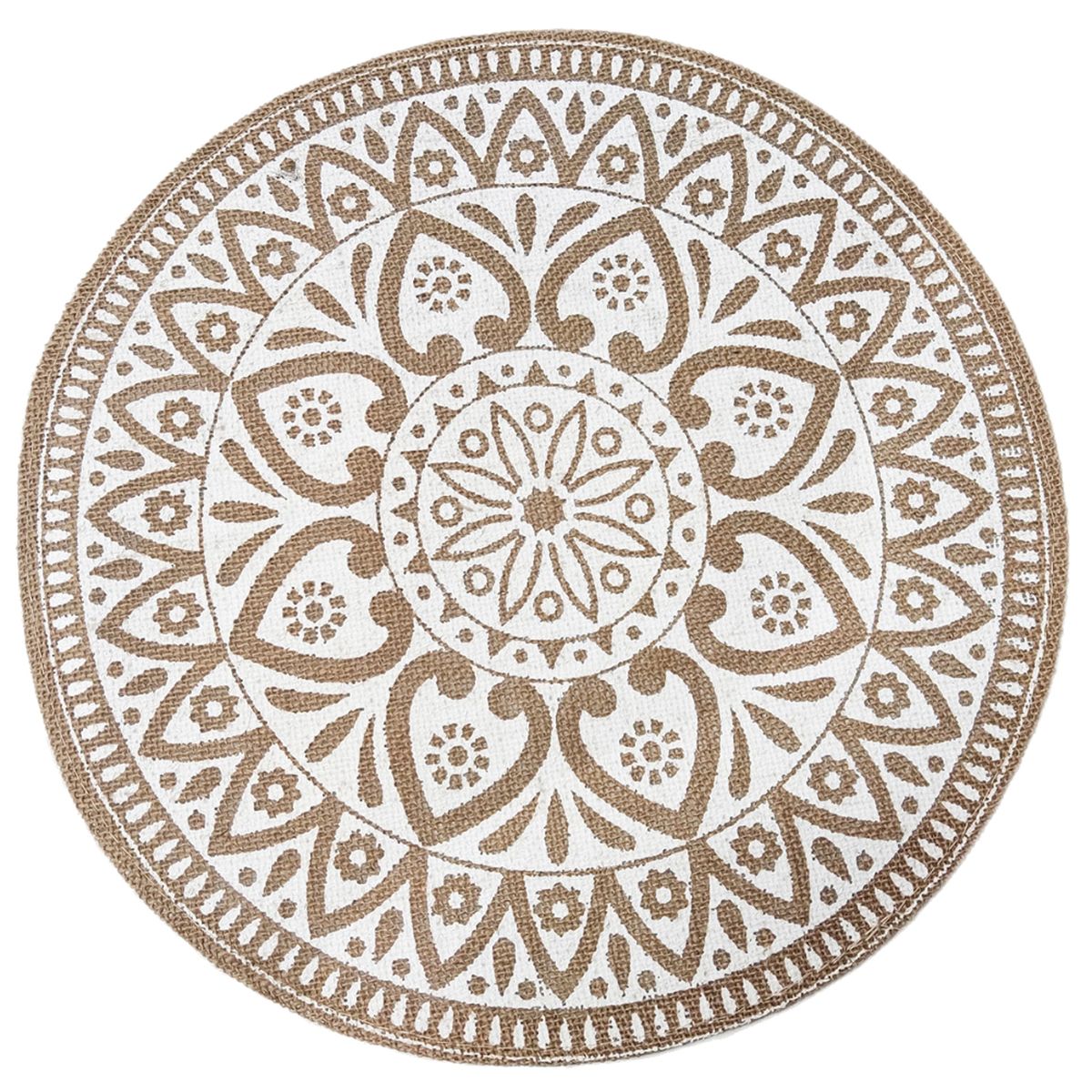 Set de table rond en toile de jute - Mandala Blanc