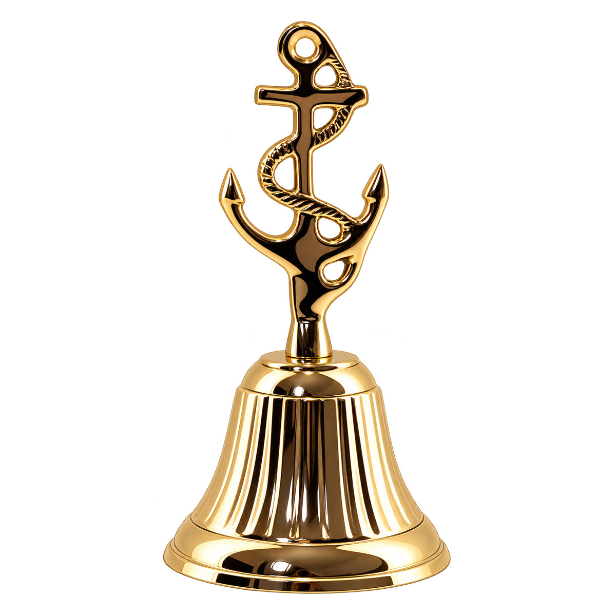 Cloche de marine en laiton dor� avec ancre 14 cm