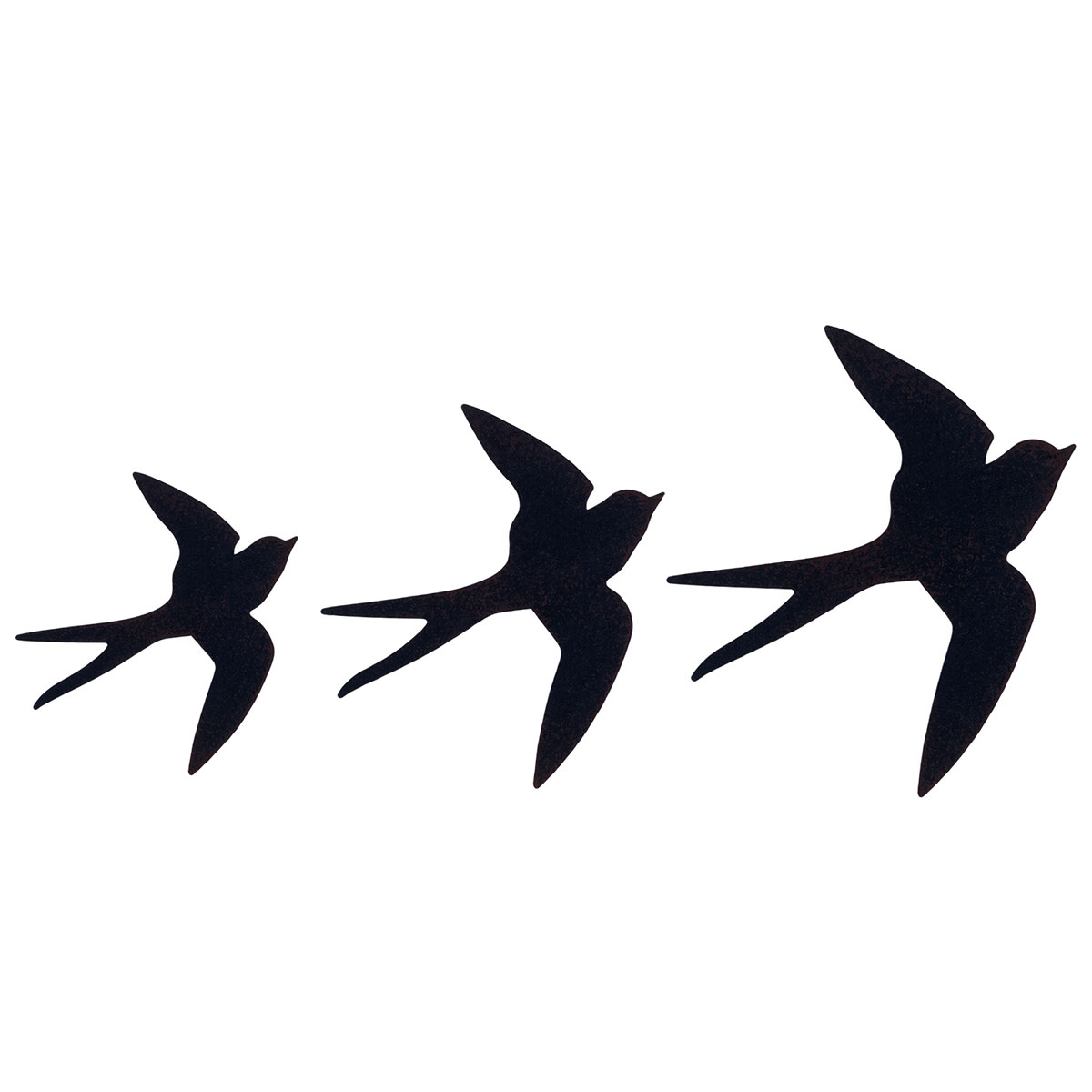D�coration murale 3 hirondelles en m�tal noir 30 cm