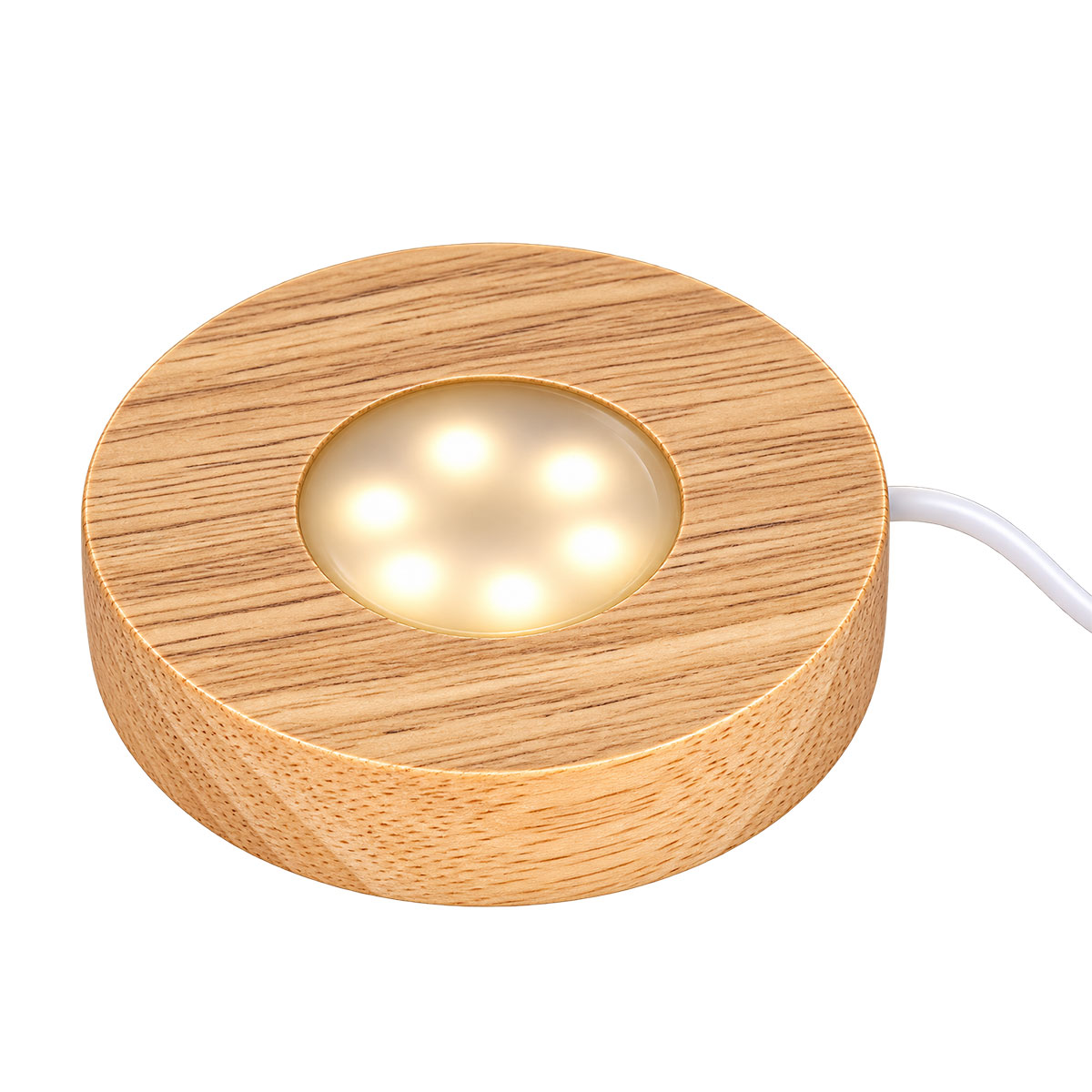 Base lumineuse LED en bois USB pour sulfure et objet en verre