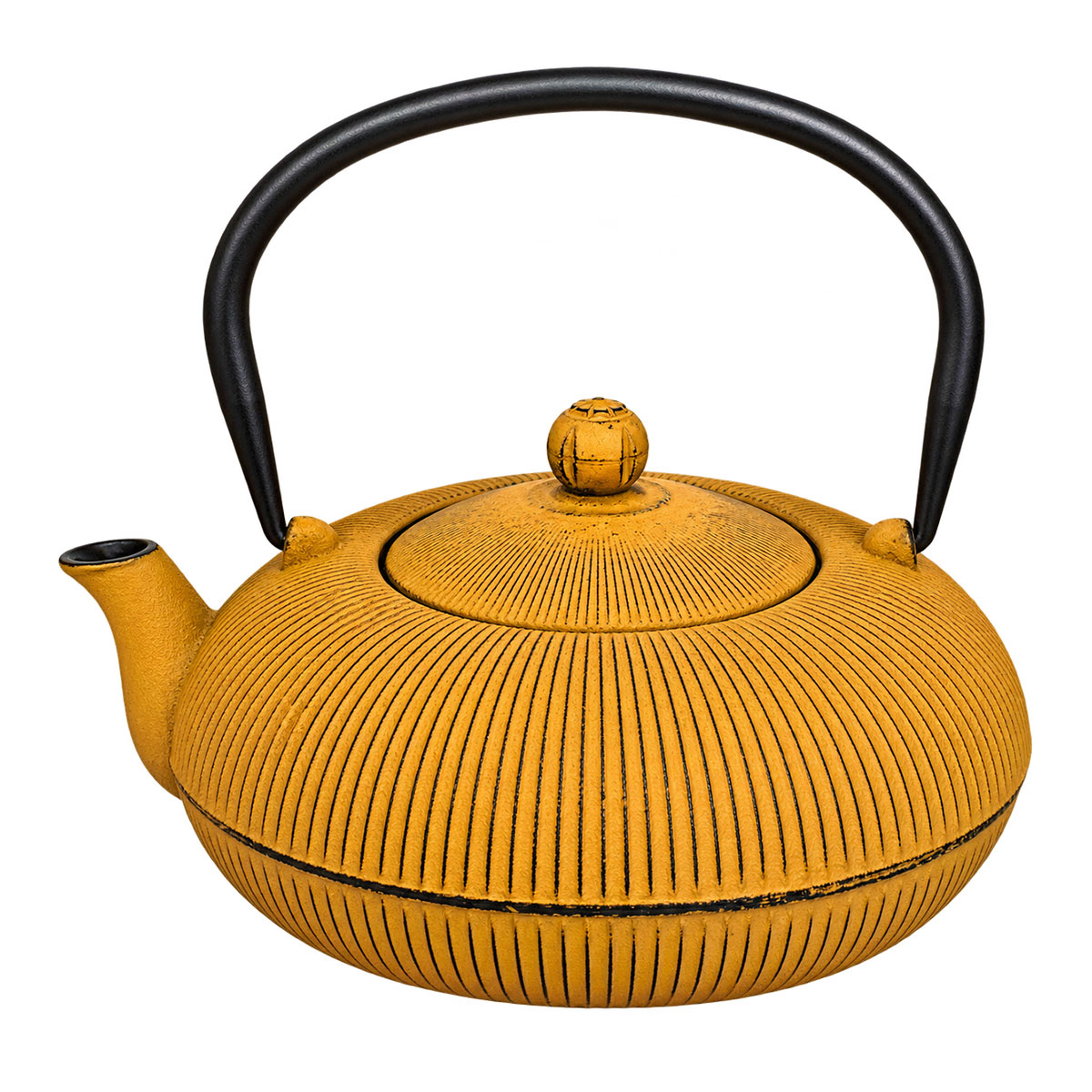 Th�i�re japonaise en fonte �maill�e moutarde 1,2 L avec infuseur