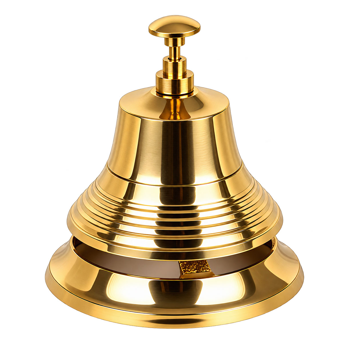 Cloche de comptoir en laiton dor� � poussoir 12,5 cm