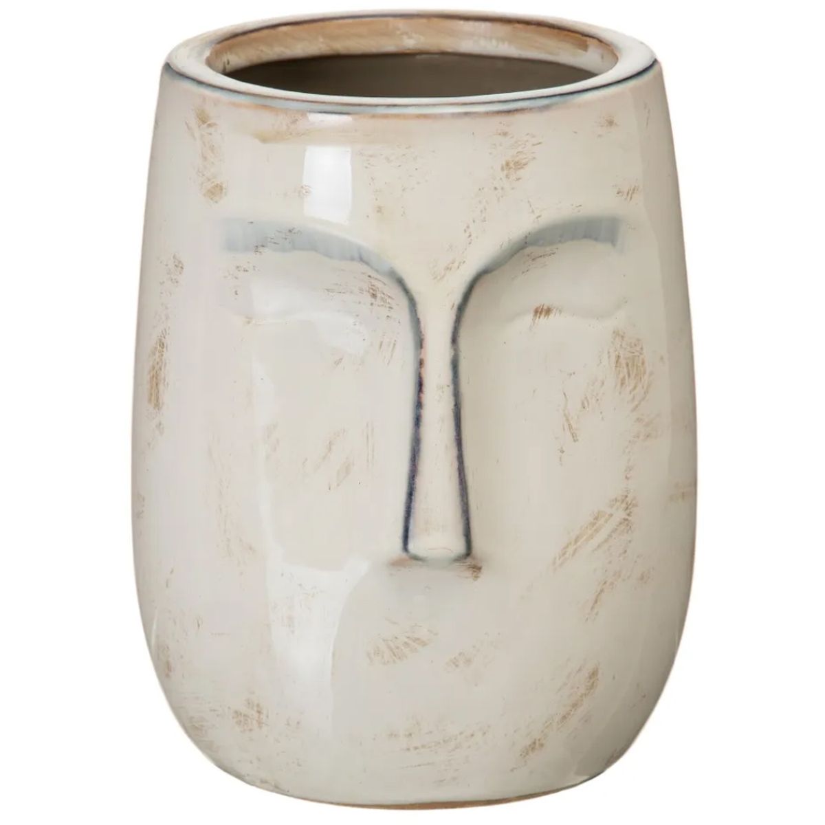 Vase Visage couleur crme en cramique 18 cm