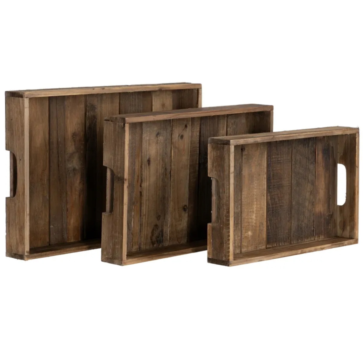 Ensemble de 3 Plateaux en bois brut