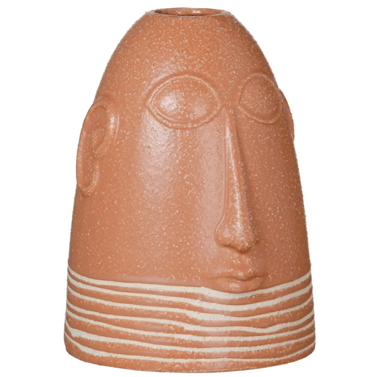 Vase ocre orange Visage en cramique