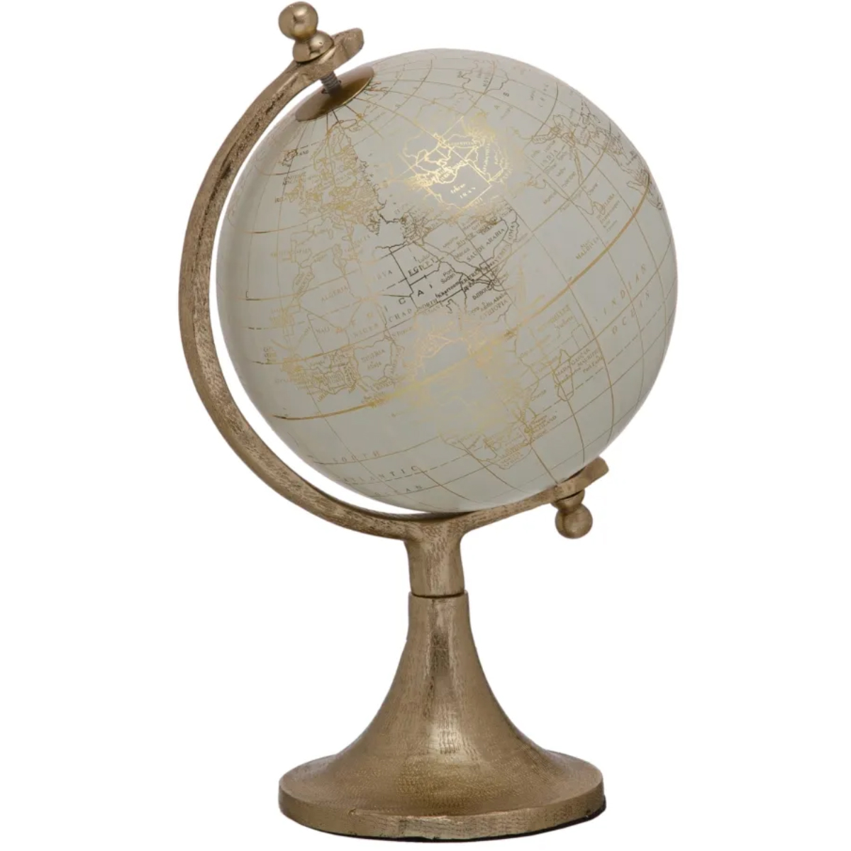 Globe dcoratif en Mtal 29 cm - Crme et Or