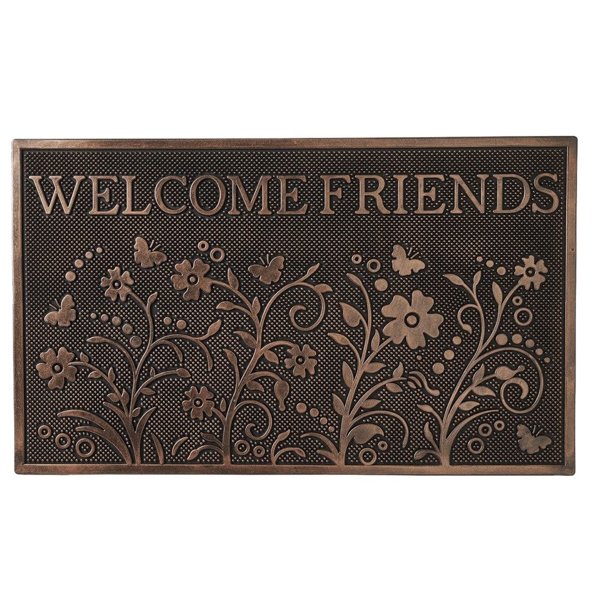 Paillasson en gomme Welcome Friends Fleurs 75 x 45 cm