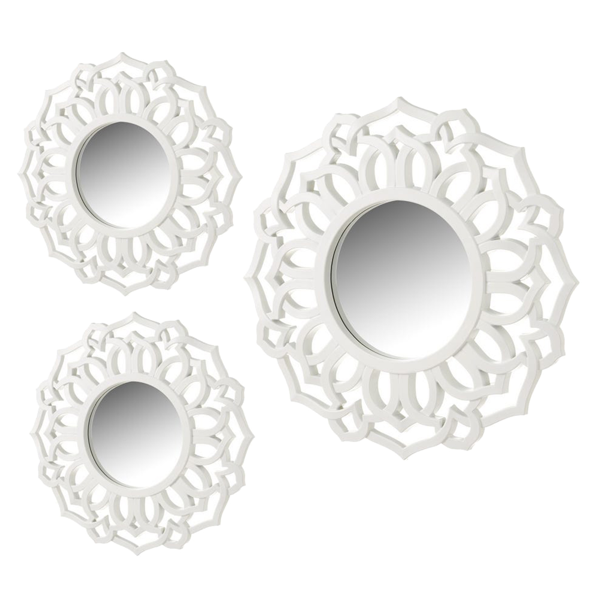 Ensemble de 3 miroirs muraux blancs