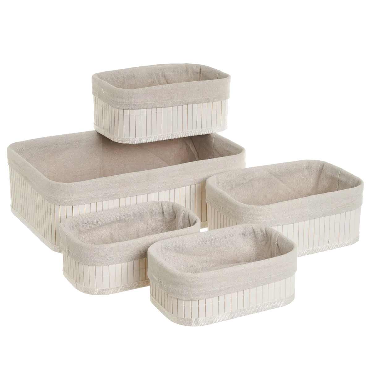 Set de 5 paniers de rangement en Bambou