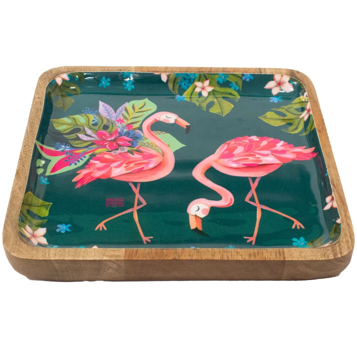 Coupelle dcorative en bois carre Flamant Rose - Allen Designs