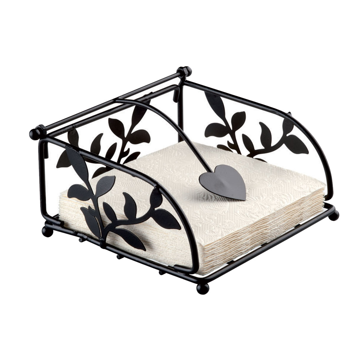 Porte-serviettes en mtal noir dcor feuillage