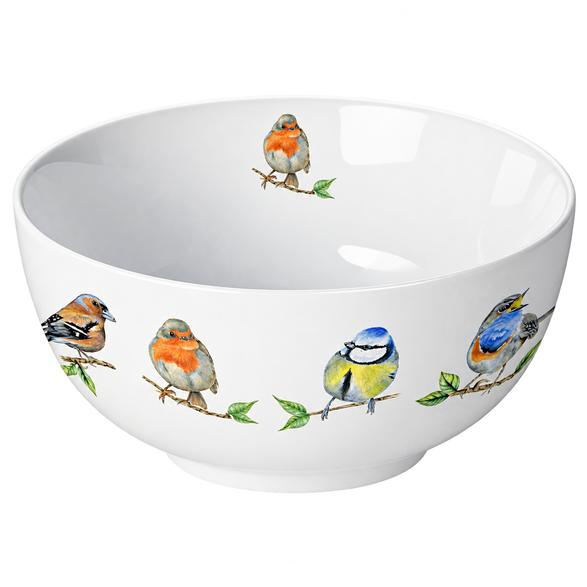 Bol en porcelaine fine d�cor oiseaux du jardin 40 cl