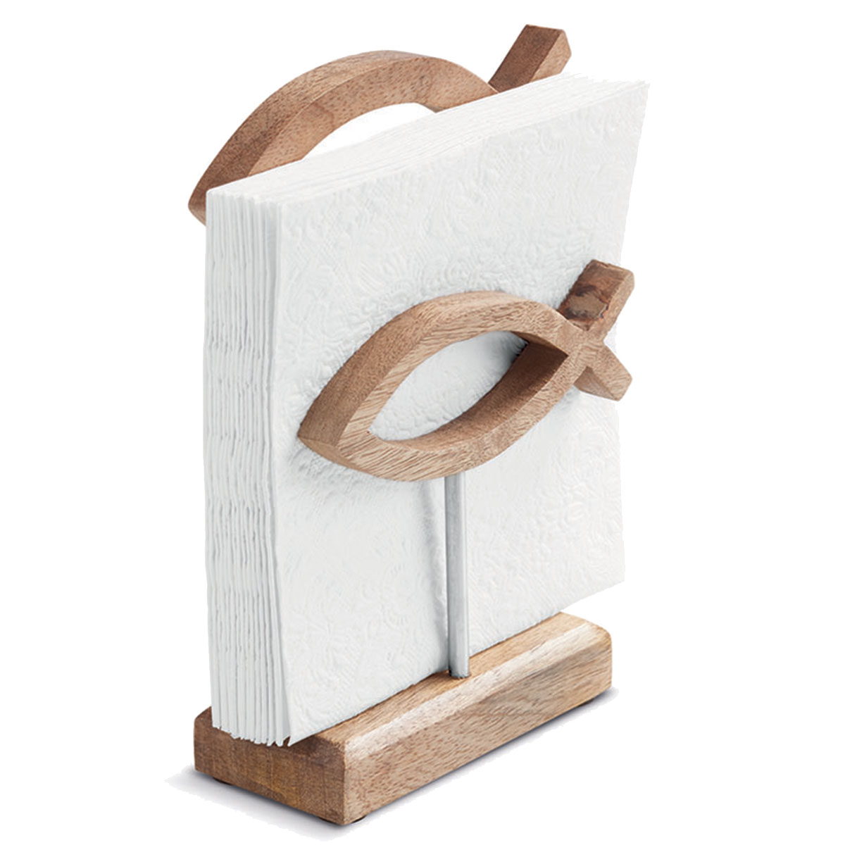 Porte-serviettes en mtal et bois de manguier  19,5 cm