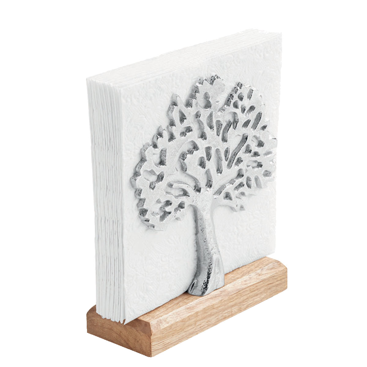 Porte-serviettes en bois de manguier et mtal  Arbre argent