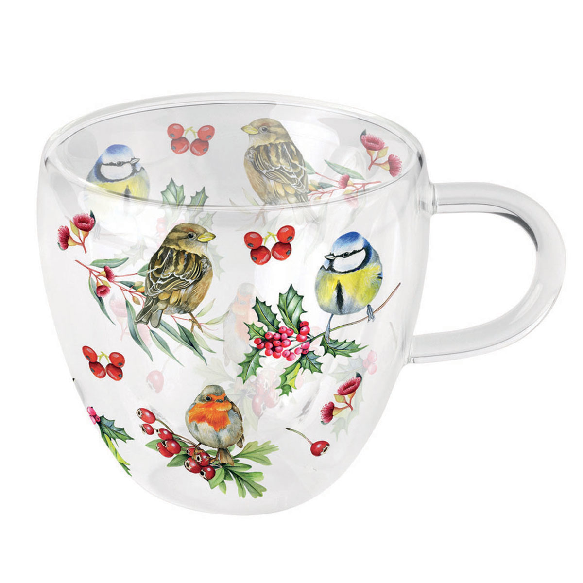 Tasse � th� double paroi oiseaux de No�l