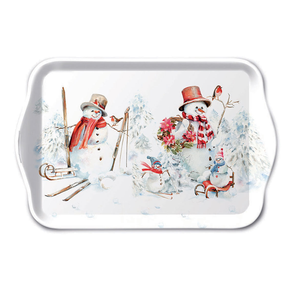 Plateau de Nol Bonhommes de neige  la montagne 20,5 x 13,5 cm