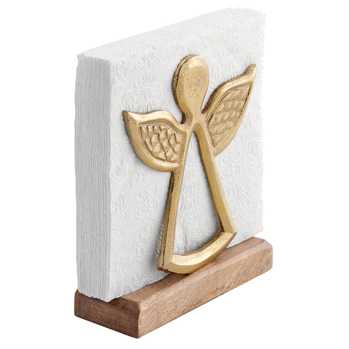 Porte-serviettes en bois de manguier et mtal  Ange dor