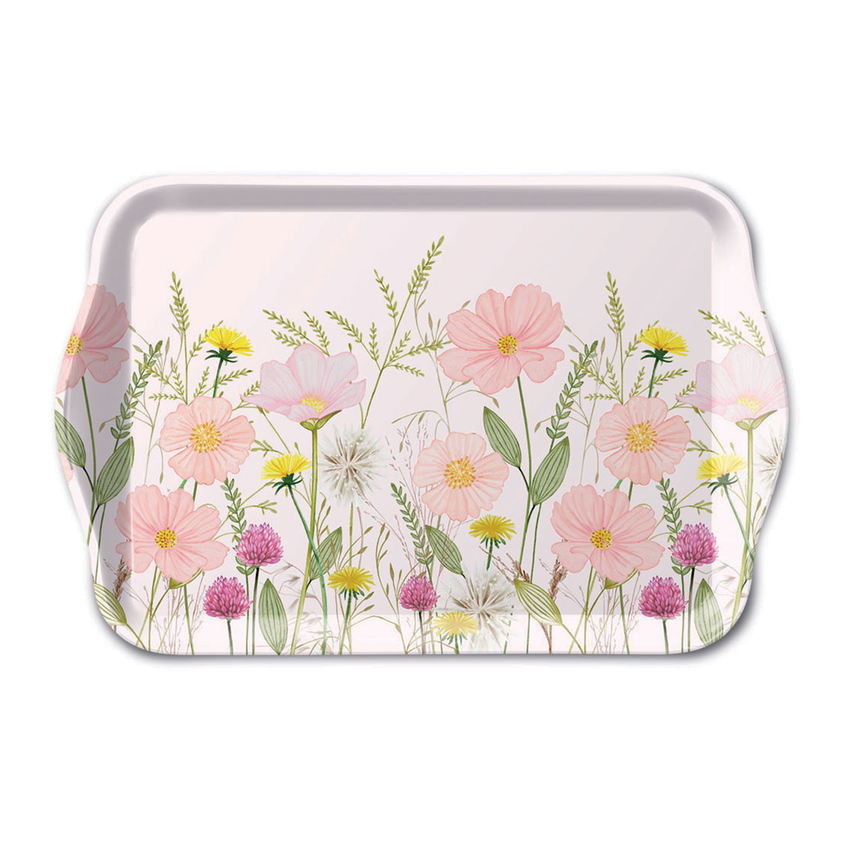 Mini plateau rectangulaire fleurs des prs roses