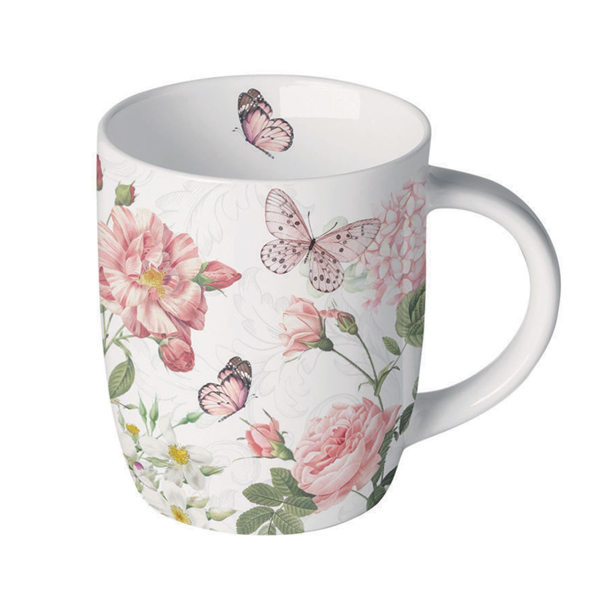 Petit mug papillons et fleurs romantiques