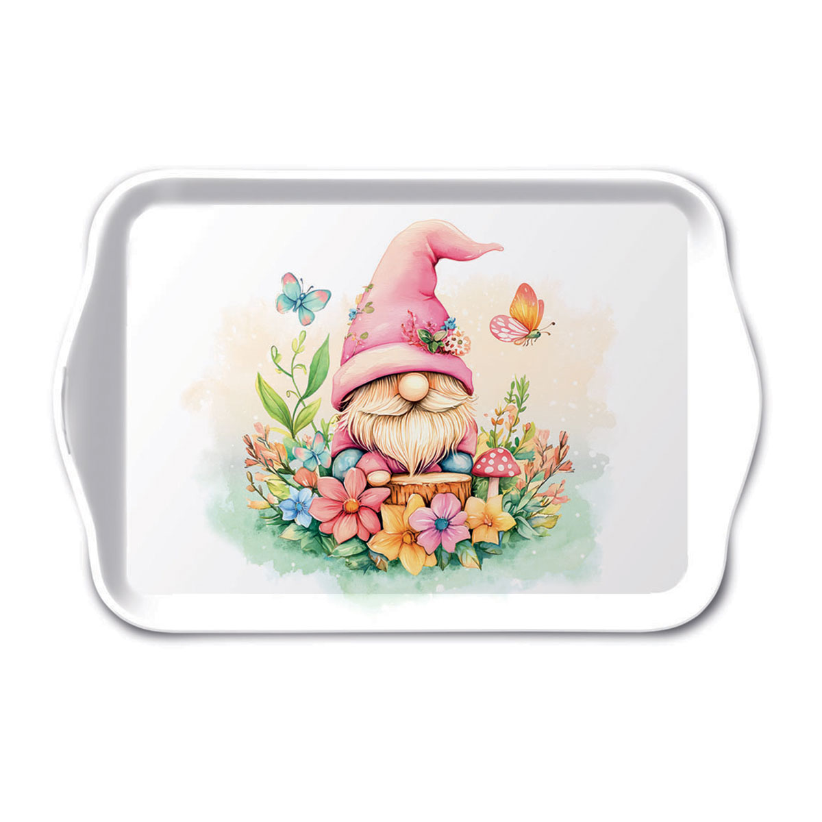 Mini plateau rectangulaire gnome et fleurs enchant�es