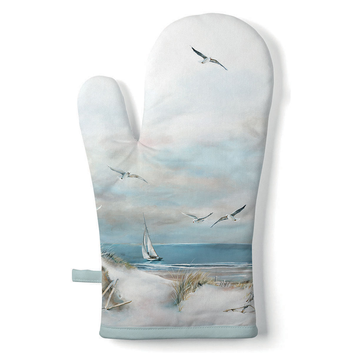 Gant de cuisine bord de mer et mouettes 30 � 18 cm