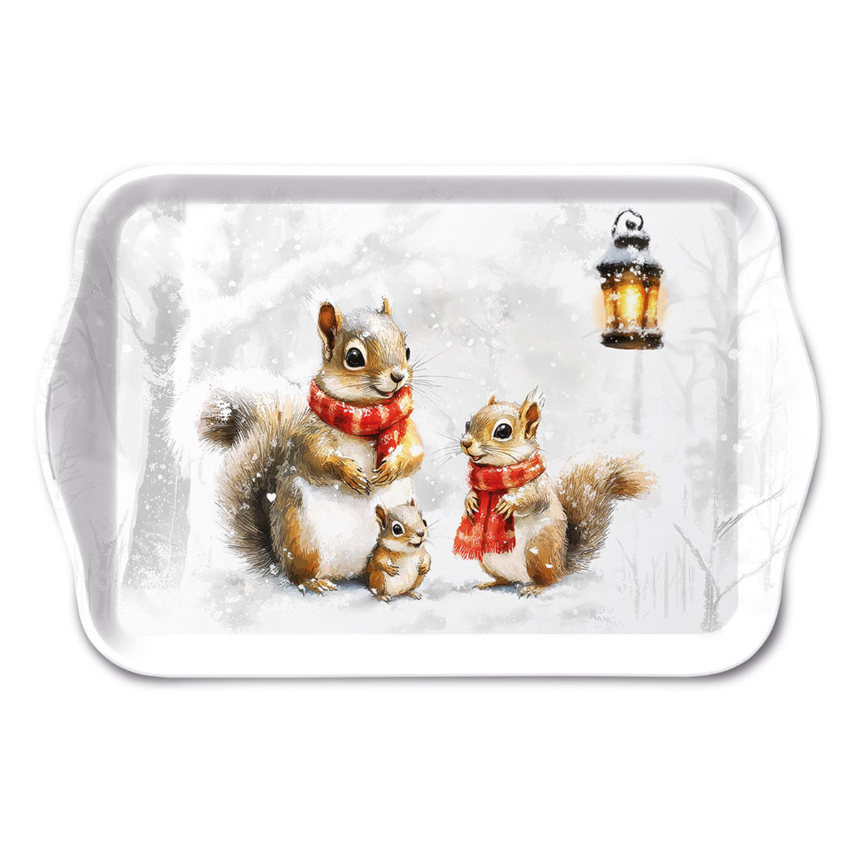 Mini-plateau en m�lamine Famille �cureuils d�Hiver