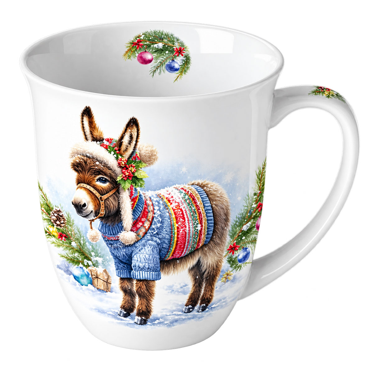 Mug en porcelaine fine �ne de No�l en pull d'hiver 400 ml