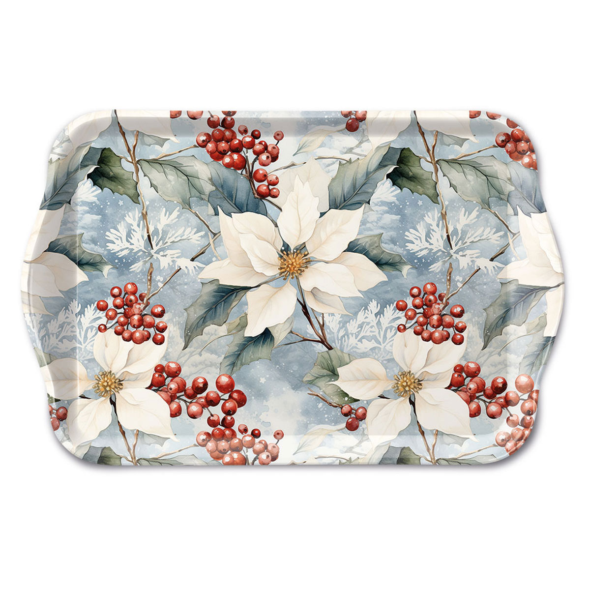 Mini-plateau en m�lamine Poinsettias et Baies d'Hiver