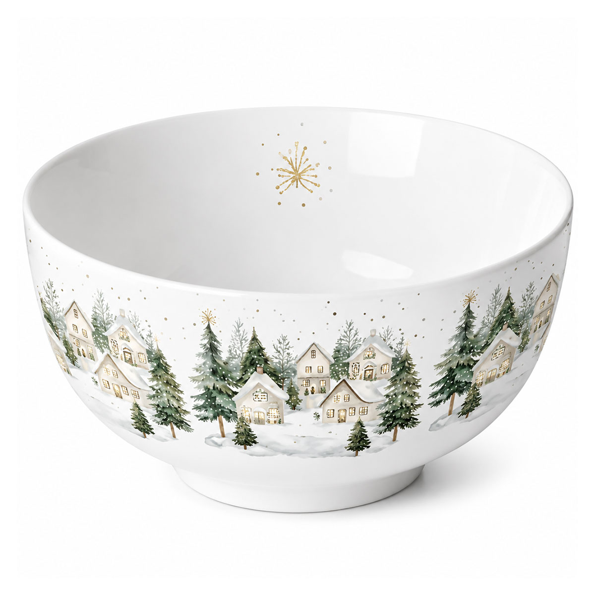 Bol en porcelaine fine d�cor Village de No�l