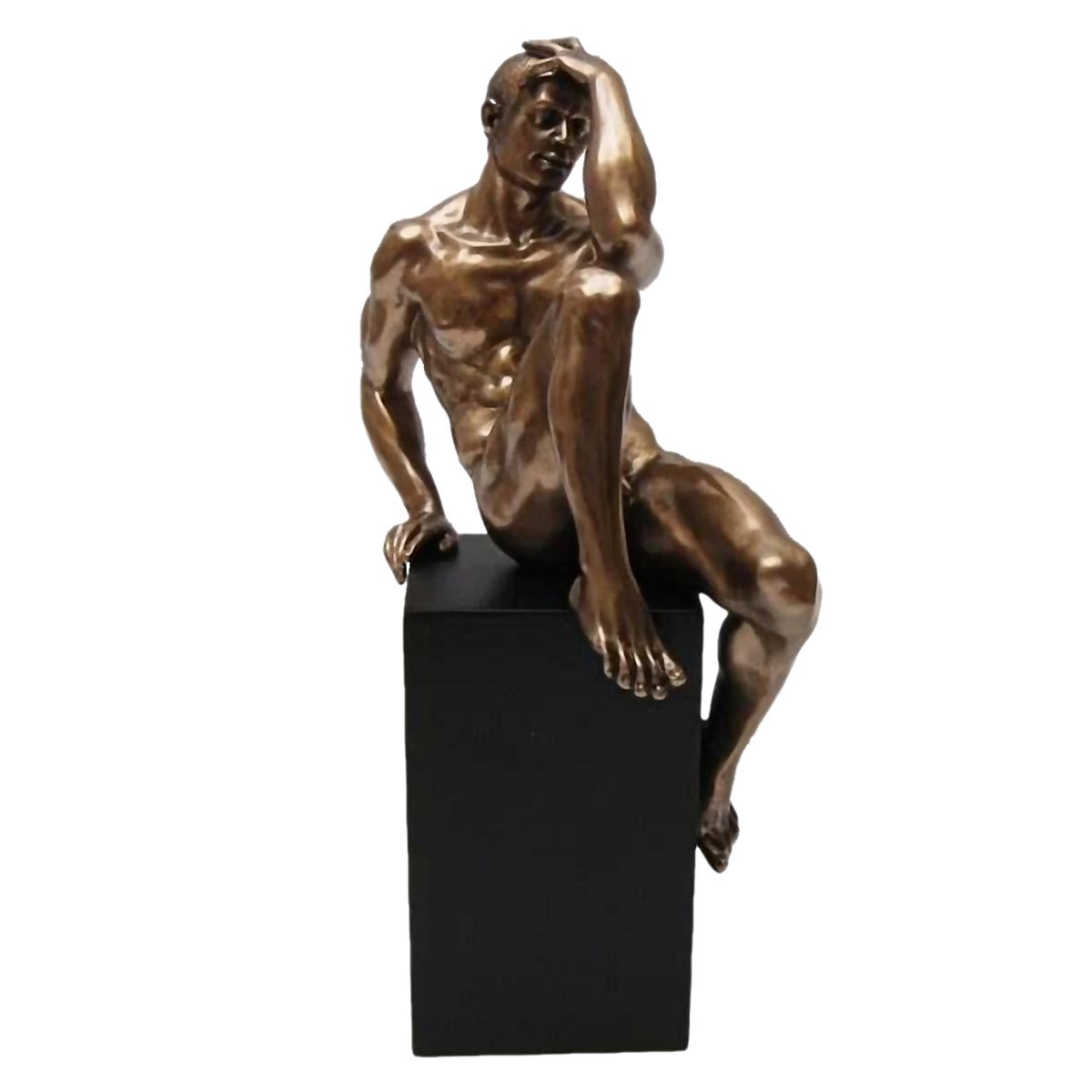 Figurine Homme nu 2011 en rsine couleur bronze 24 cm