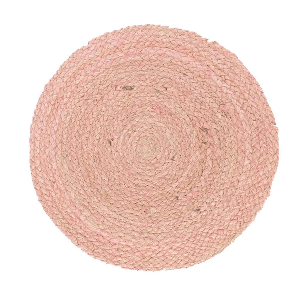 Set de table rond tressé en jute teintée rose