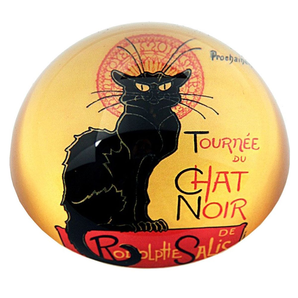 Presse papier Le Chat Noir de Steinlen - demie sphre en verre