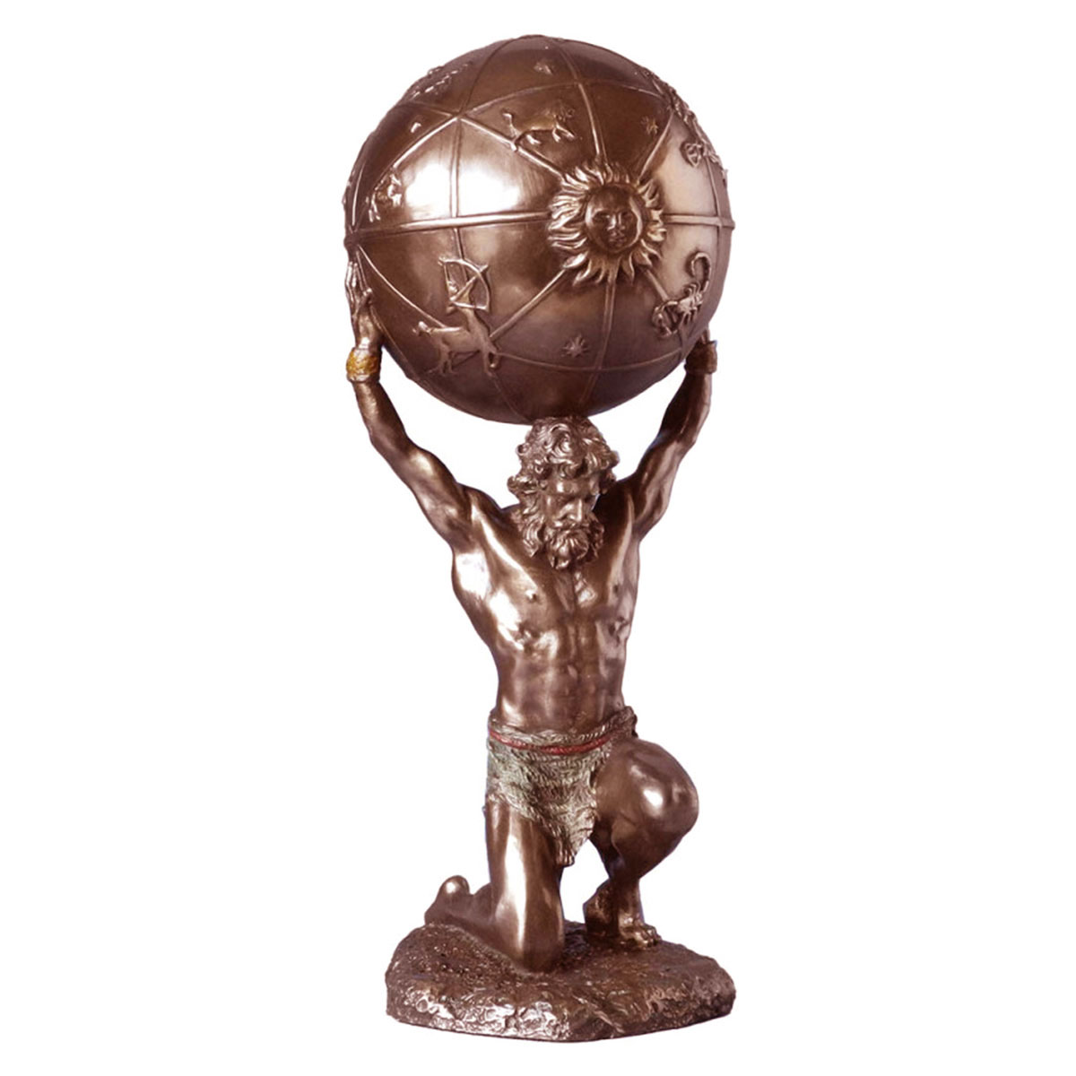 Figurine Atlas en rsine aspect bronze 20 cm
