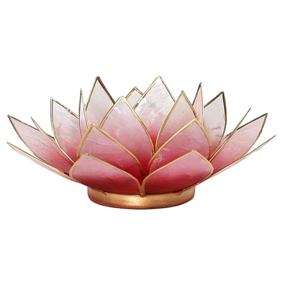 Photophore Fleur de Lotus dgrad de Rose finition dore