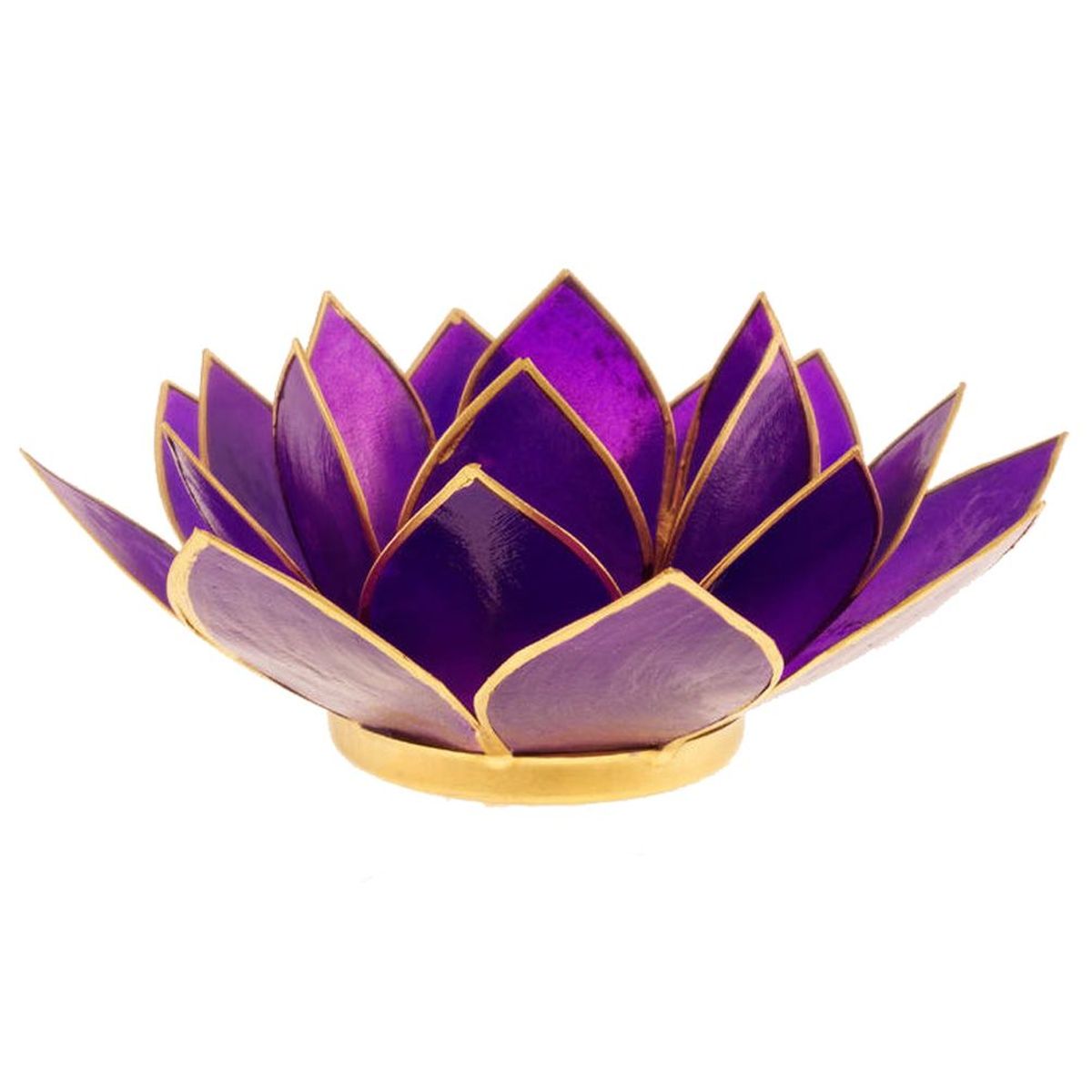 Photophore Fleur de Lotus Violet finition dore Chakra 7