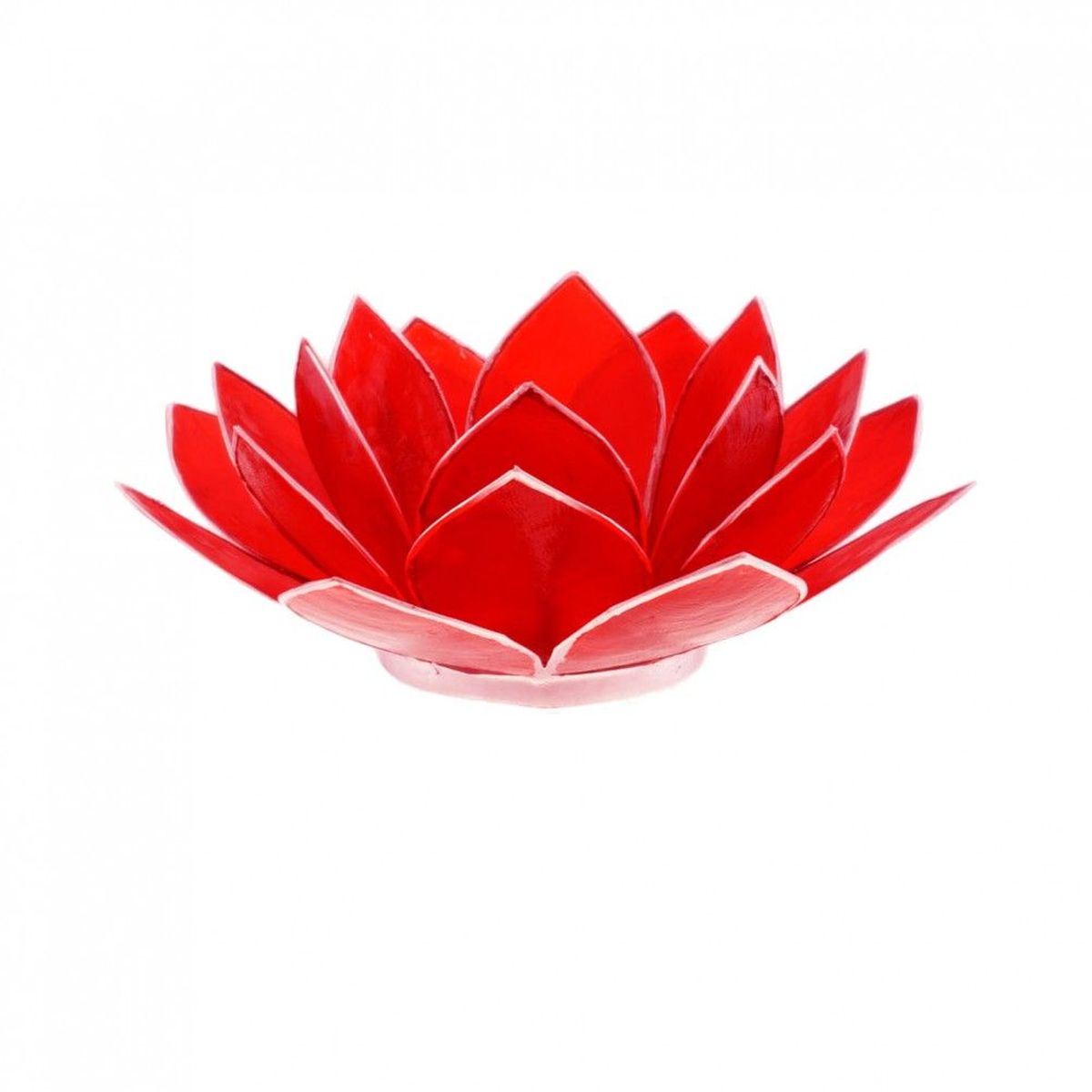 Photophore Fleur de Lotus rouge finition argente Chakra 1