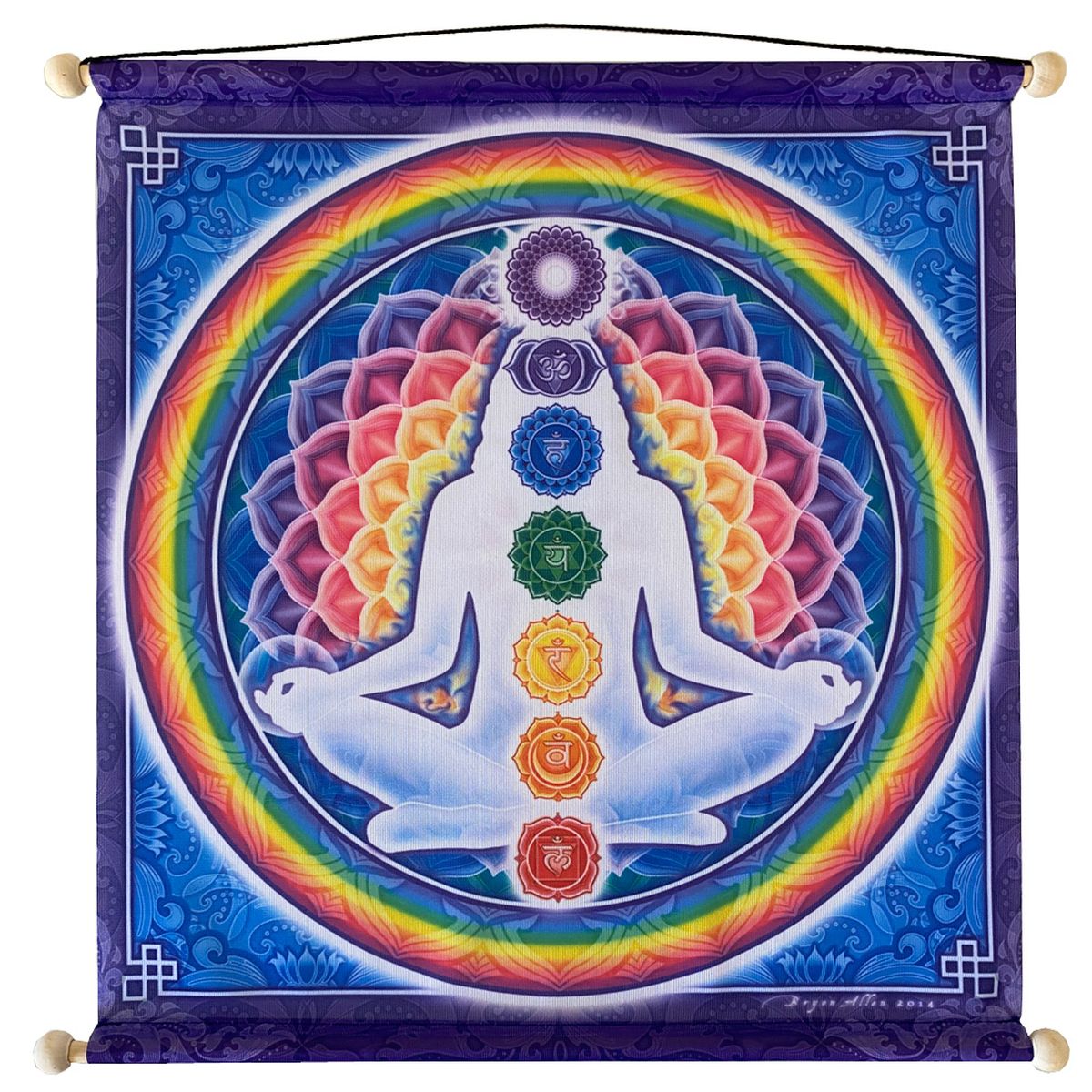 Bannire murale 7 Chakras Corps de Lumire - 37 cm