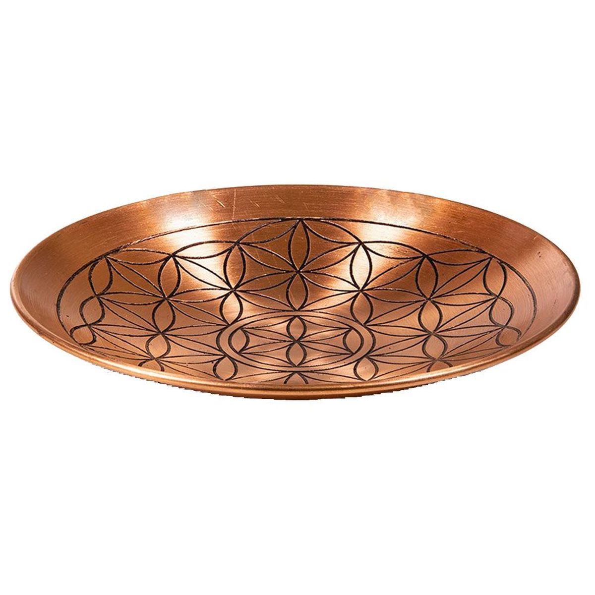 Assiette d�corative en cuivre motif fleur de vie