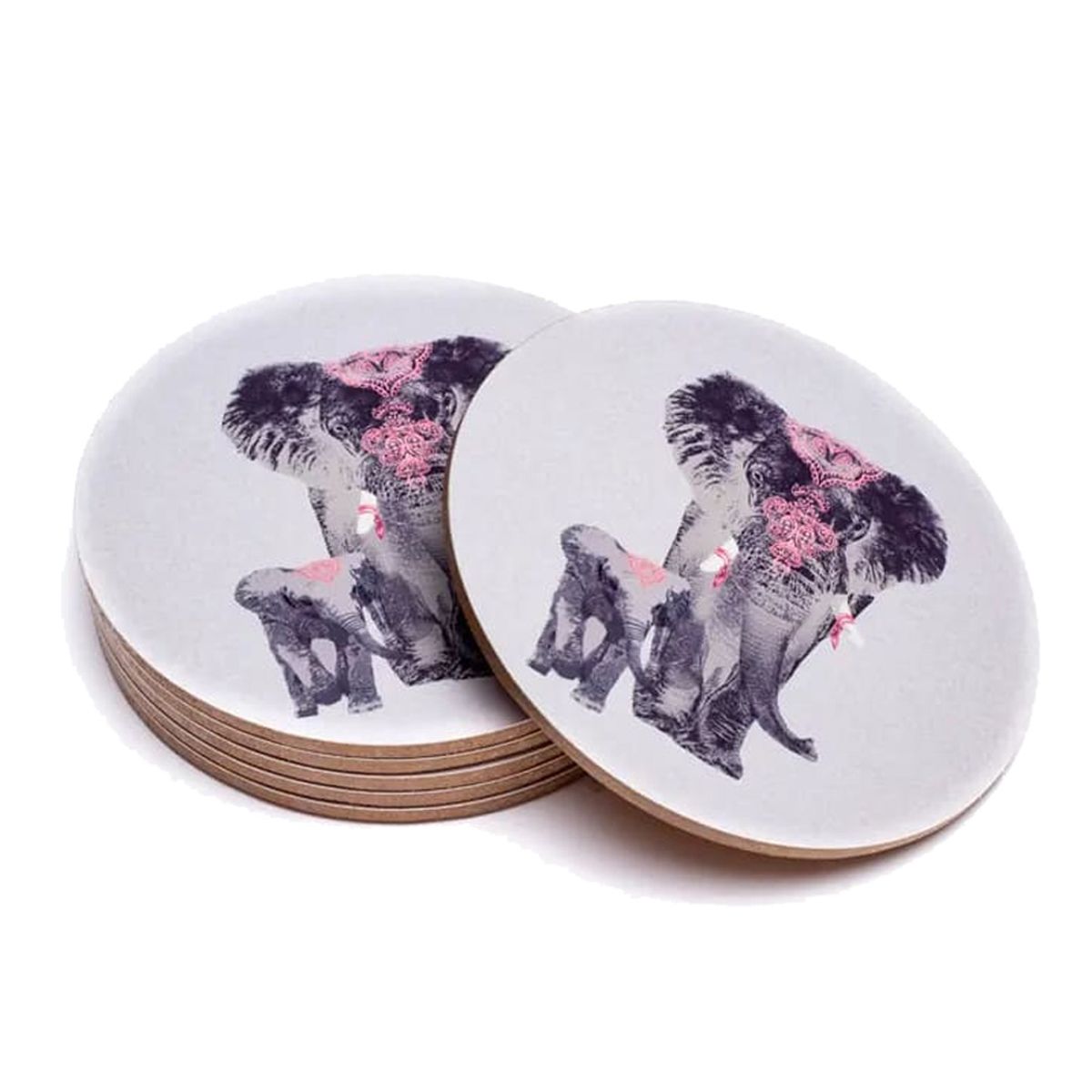 6 dessous de verres en bois - Gris - lphants