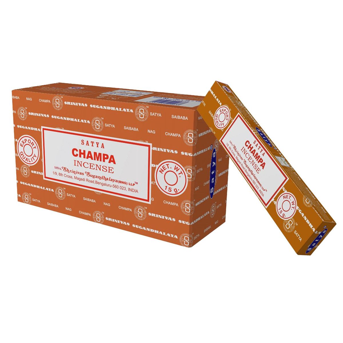 12 boites d'Encens Satya Champa 15 g