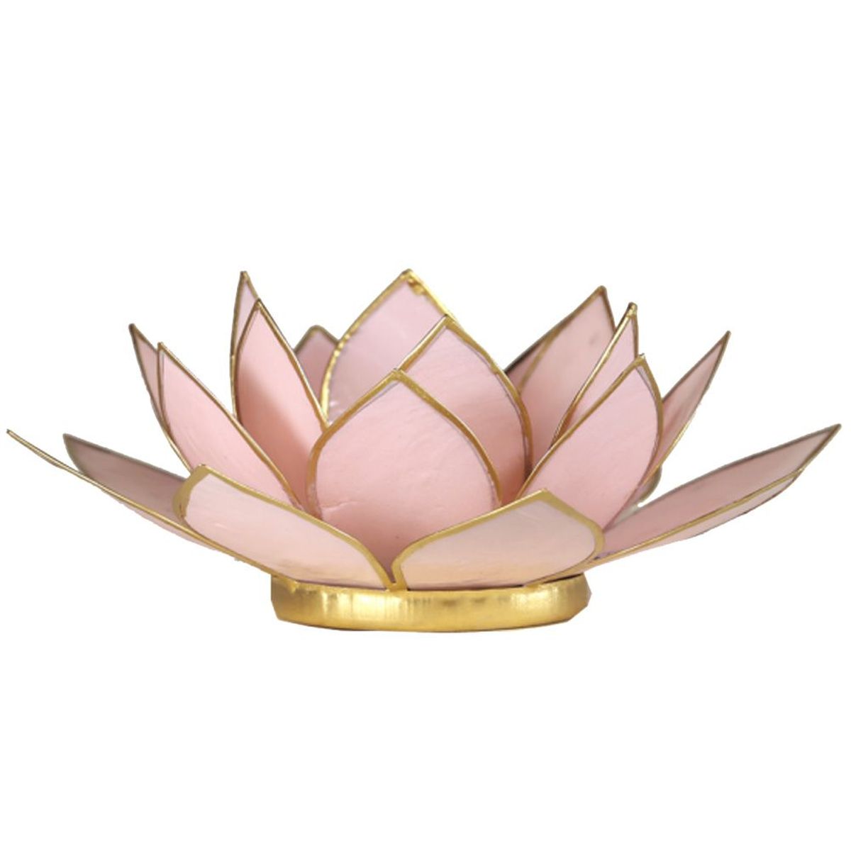 Photophore Fleur de Lotus rose pastel finition or
