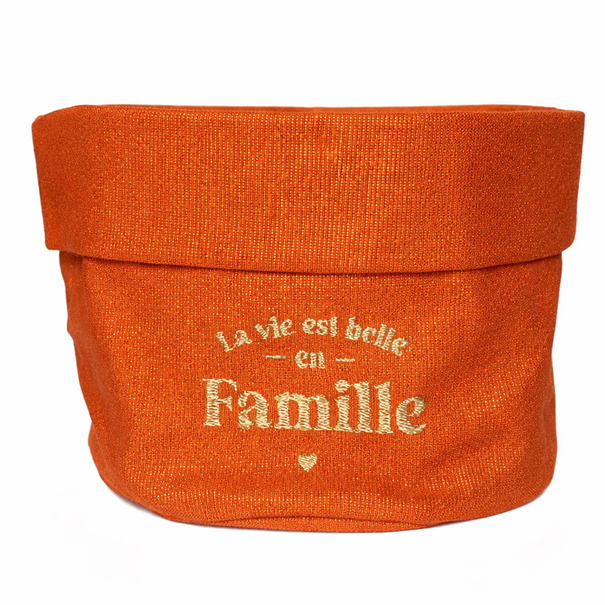 Petite corbeille � pain paillet�e brod�e La vie est belle