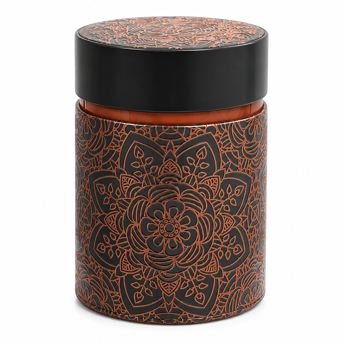Bo�te � th� Mandala anthracite et orange 500 g