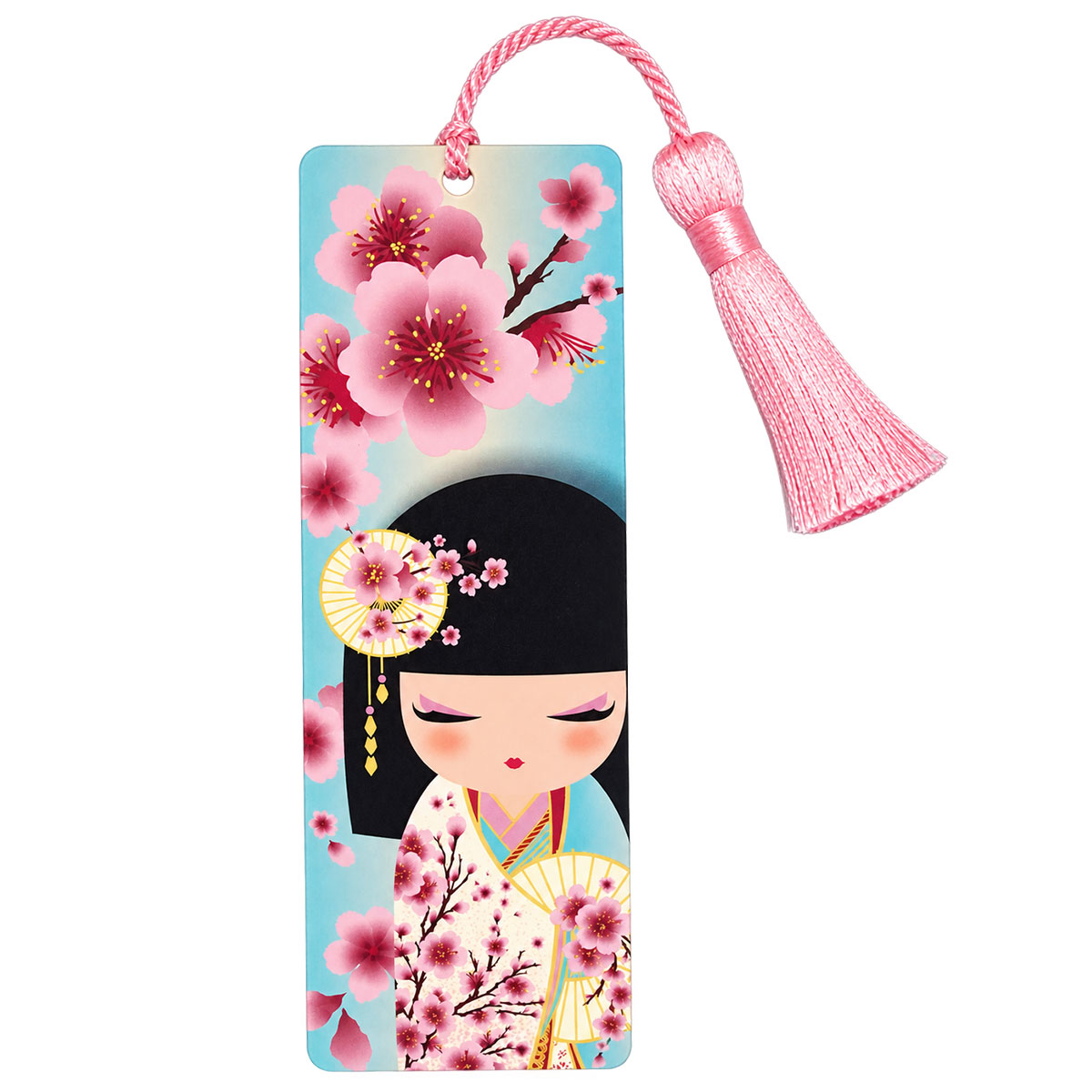 Marque-page Kimmidoll Sakura avec pompon rose sous blister