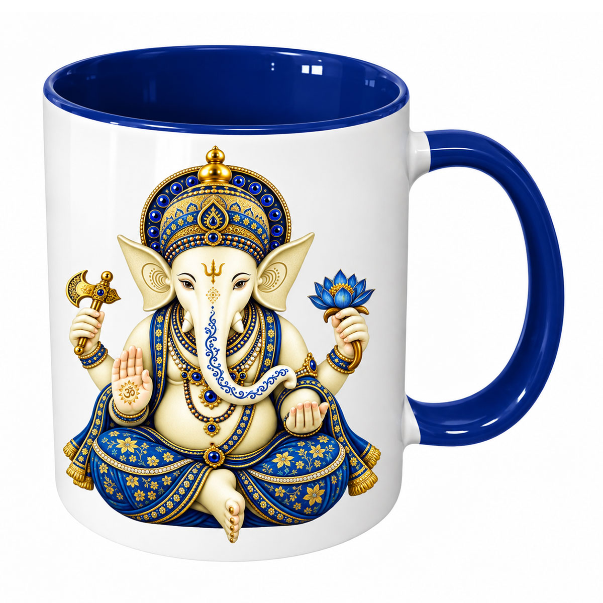 Mug Ganesh int�rieur bleu fonc� en c�ramique 350 ml