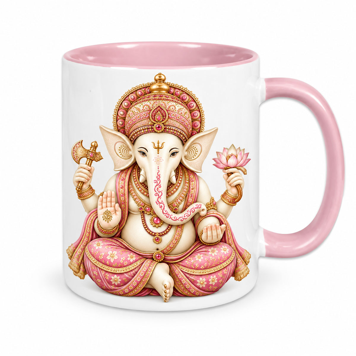 Mug Ganesh int�rieur rose en c�ramique 350 ml