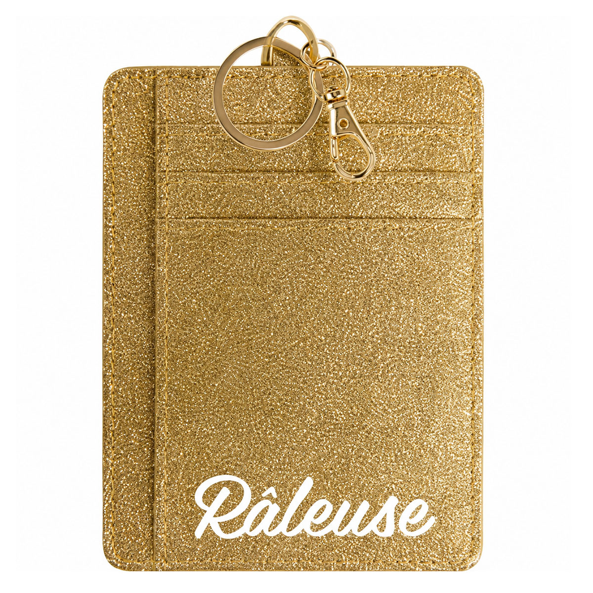 Porte-cartes porte-cl�s paillet� R�leuse dor�