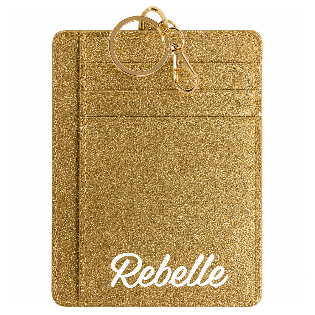 Porte-cartes porte-cl�s Rebelle en polyester paillet� dor�